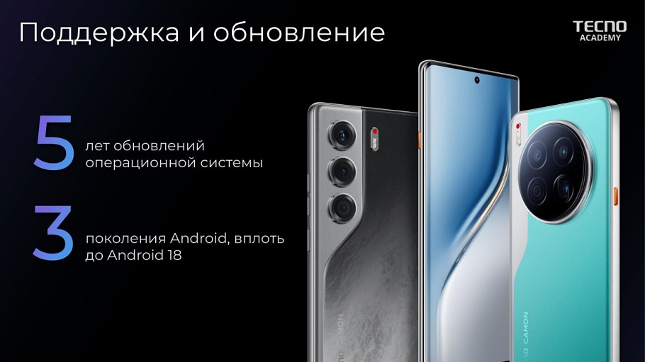 Поддержка и Android 15 Tecno CAMON 40
